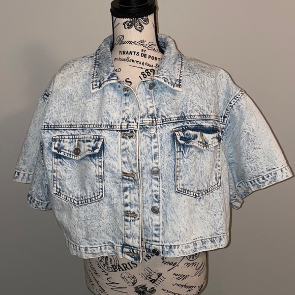 bp Jackets & Blazers - BP short sleeve washed denim cropped jacket